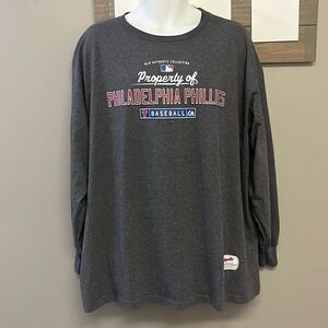 Authentic Majestic Heather Grey Philadelphia Phillies Long Sleeve T-Shirt- 2XL